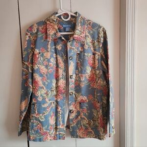 Evan Picone Floral Blue Jacket